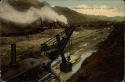 Steam-Shovels at Work in Culebra Cut - Panama Canal Postcard