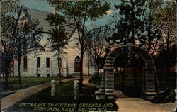 Entrance to College Grounds and Memorial Hall Postcard