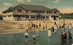 Bathers and Public Bath House Postcard