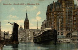 Grand Ave., Bascule Bridge Postcard