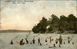 Bathing Party on Iowa River Postcard