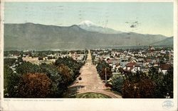 View of Town and Pike's Peak Postcard