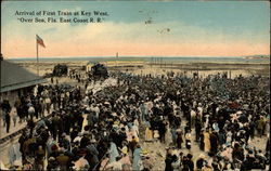 Arrival of First Train at Key West Florida Postcard Postcard