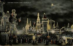 Luna Park at night Coney Island, NY Postcard Postcard