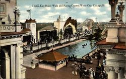 Chutes, East Board Walk and Racing Coaster, White City Chicago, IL Postcard Postcard