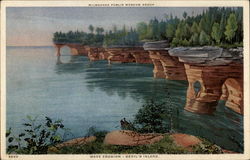 Milwaukee public Museum Group; Wave Erosion - Devil's Island Wisconsin Postcard Postcard