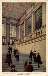 H-3402 Stairway to Main Waiting Room, Union Station Chicago, IL Postcard Postcard