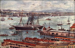 Steamer Leaving the American Dock Postcard