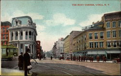 The Busy Corner Utica, NY Postcard Postcard