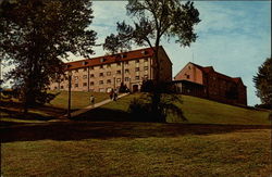 Memorial and Moore, Freshmen Men's Residence, Muskingum College Postcard