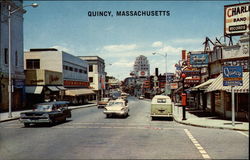 View of the Qunicy, Massachusetts Business District Postcard