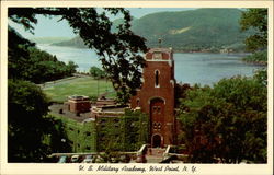 Utility Building With Hudson River in Background, U.S. Military Academy West Point, NY Postcard Postcard