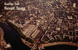 Greetings From Harvard Square - Aerial View Postcard