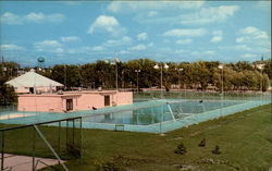 Swimming Pool & Bath Houses, Roosevelt Park Devils Lake, ND Postcard Postcard