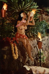 A Lovely South Sea Island Maiden in her Polynesian Paradise Risque & Nude Postcard Postcard