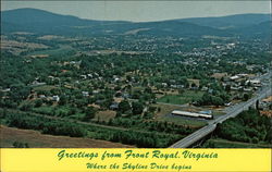 Greetings from Front Royal, Virginia. Where the Skyline Drive begins Postcard