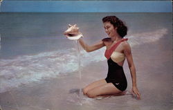 Sea Nymph and Sea Shell at the Sea Shore Atlantic City, NJ Swimsuits & Pinup Postcard Postcard