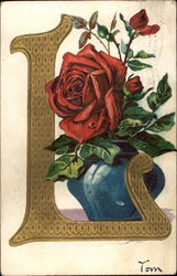 The Letter "L" and a Red Rose Alphabet Letters Postcard Postcard