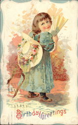 Young girl holding fan Postcard