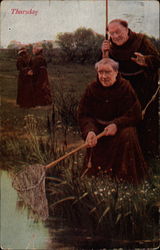 Monks fishing Postcard