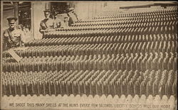 Army men and racks of shells Postcard