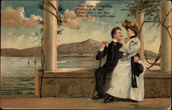 Couple sitting by the water Postcard