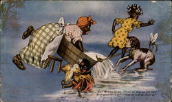 Black mother, children with wash tub Postcard