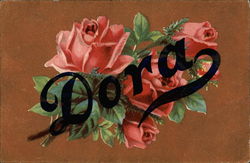 "Dora" with red roses Postcard