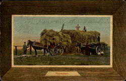 Hay wagons photo in frame Postcard