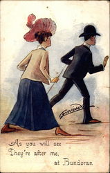 Man and woman at Bundoran Postcard