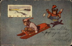 Winter bears sledding Postcard