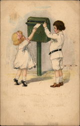 Kids at mail box Postcard