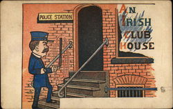 Cop going into police station Postcard