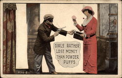 Girls rather lose money than powder puffs Crooks Postcard Postcard