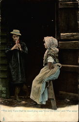 Man playing flue for woman Postcard