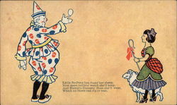 Clown and Little Bo-Peep Postcard