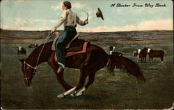 Man on bucking horse Postcard