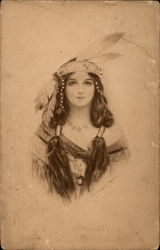 A Young Woman in Native American Costume Postcard