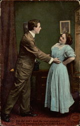 Man pleading to woman Couples Postcard Postcard