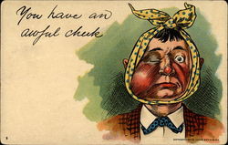 Man with swollen jaw, black eye Postcard