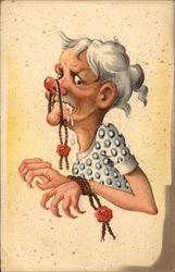 Woman tied with rope, muzzled Postcard