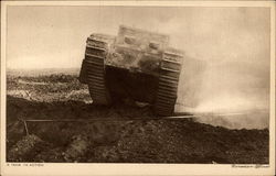 A Tank in Action World War I Postcard Postcard