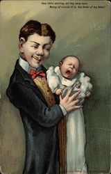 Man holding crying baby Postcard