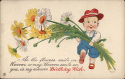 Little Boy Carrying Flowers Postcard