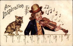 Man poorly playing violin Music Postcard Postcard