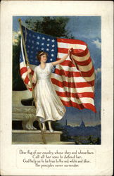 Girl holding American flag Postcard