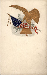 Eagle, U.S. flag, Liberty Bell emblem Postcard