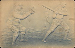 Men Playing Baseball--Catcher and Hitter Postcard Postcard