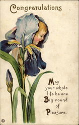 Child Hiding Behind A Flower Postcard