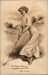 How's This Lady's Golf Pose Postcard